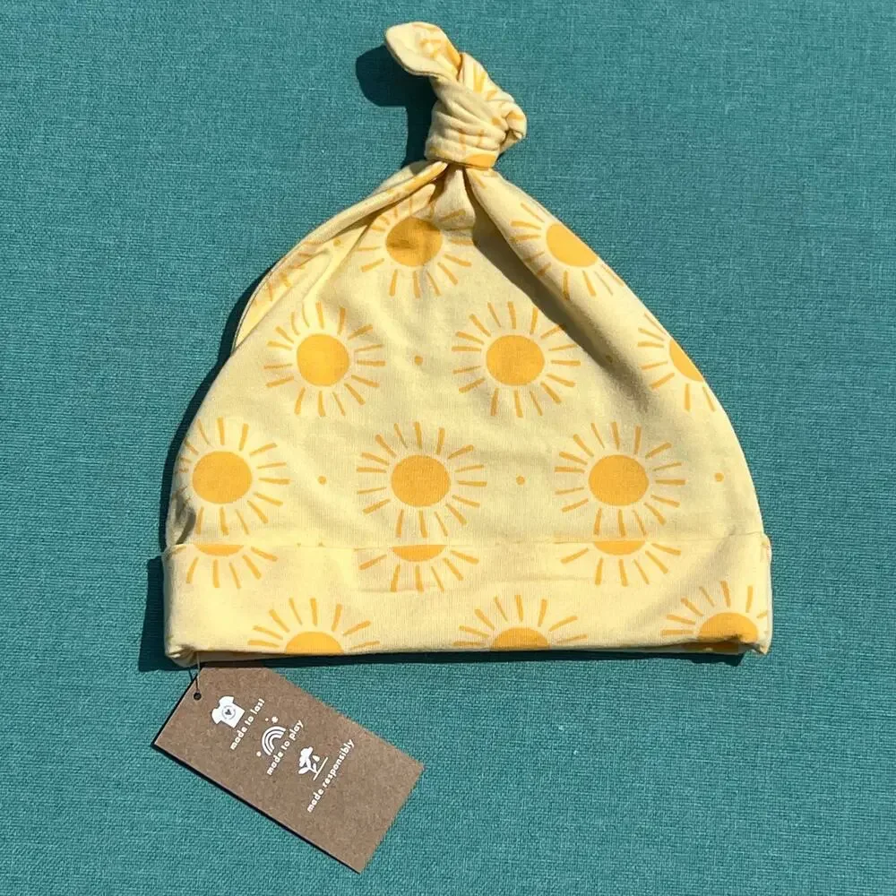 Hanna Andersson Sunshine Day Infant Hat Cap Yellow Sun Print XS Baby 2024 NWT